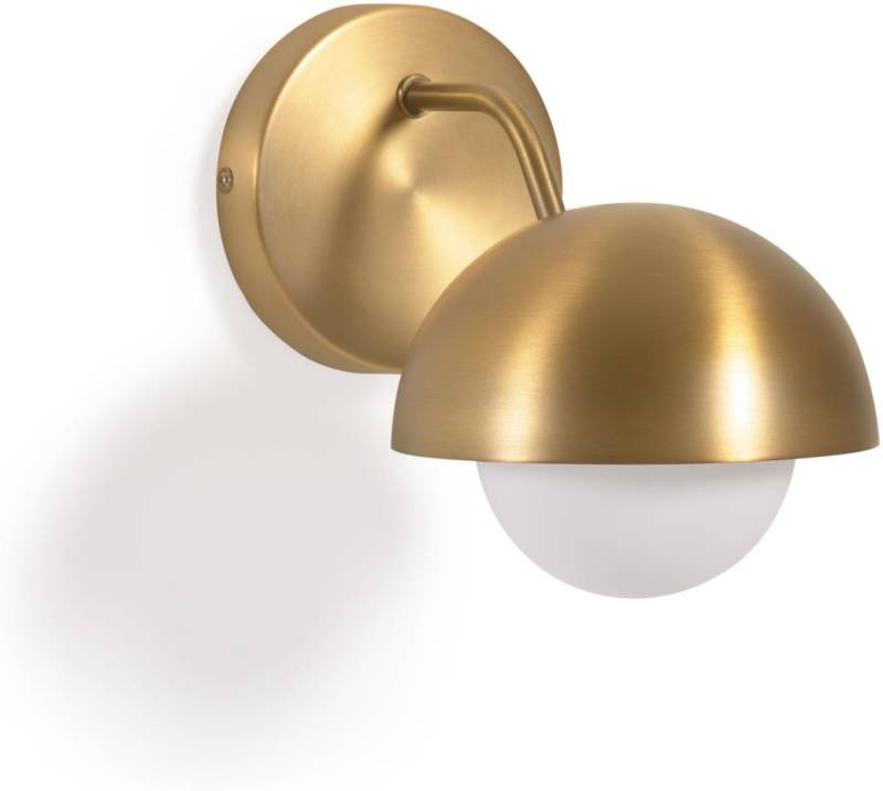 Væglampe Kave Home Lonela  -  Messing/Guld Med Frostet Glaskuppel, Vintage-Moderne Indendørs Belysning
