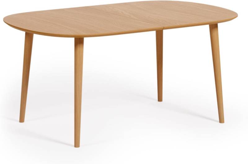 Spisebord Med Udtræk Kave Home Oqui  -  Egetræsfinér Bordplade, Gummitræsben, Nordisk Moderne Design