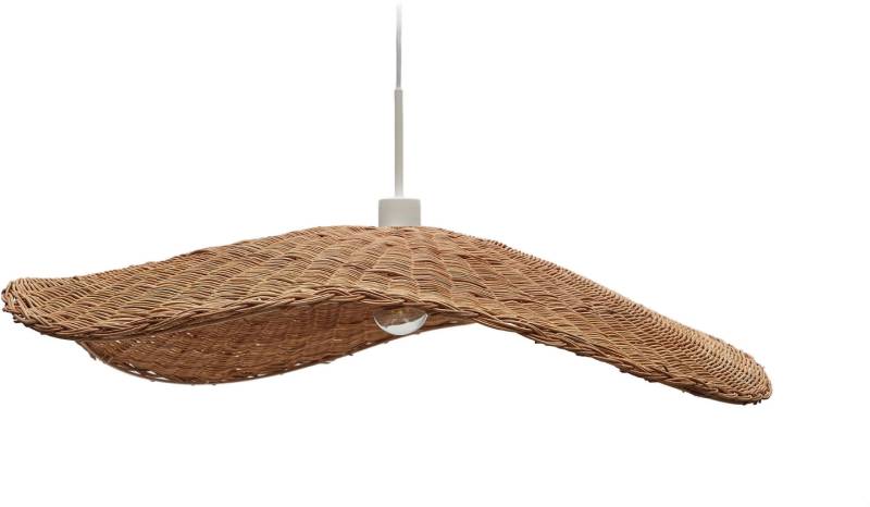 Pendellampe Kave Home Bisbal Rattan Og Stål ø80ã—15 Cm Natur
