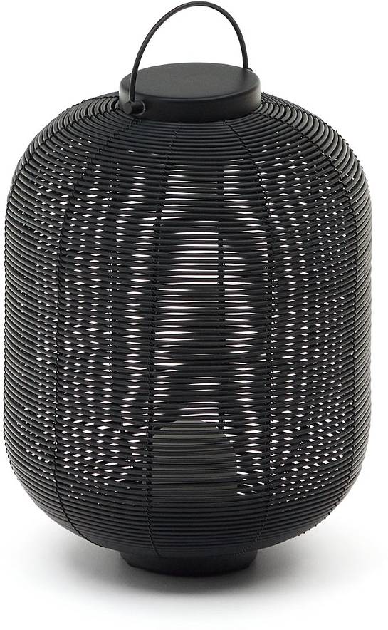 Bordlampe Kave Home Saranella Polyrattan Usb-Genopladelig Led-Lampe Sort Med Justerbar Belysning