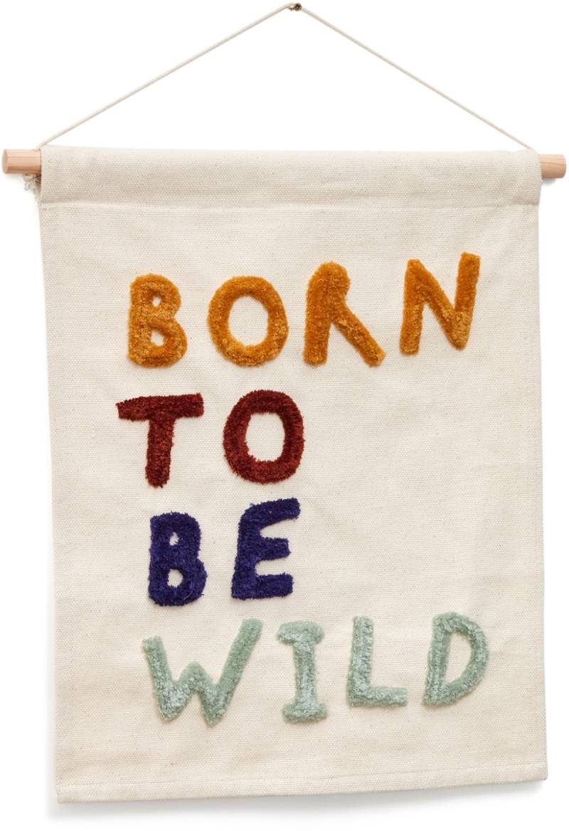 Vægophæng Kave Home Zelda Rustik Kolonial Flerfarvet Tekstil Bomuld/Fyrretræ Born To Be Wild Bæredygtig Vægdekoration 40x50 Cm
