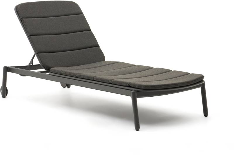 Udendørs Liggestol Solseng Kave Home Marcona  -  Grafit Pulverlakeret Aluminium Med Hynde, Justerbar Ryg, Hjul, Uv5