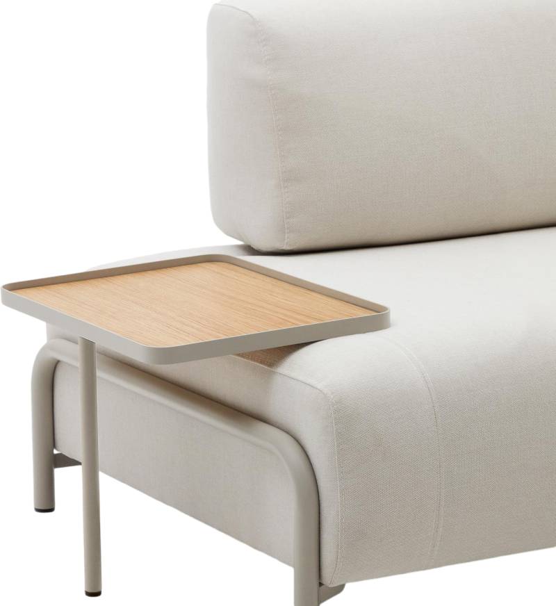Sofa Tilbehørsbakke Kave Home Compo Beige Metal/Egetræsfinér 45x40x54 Cm