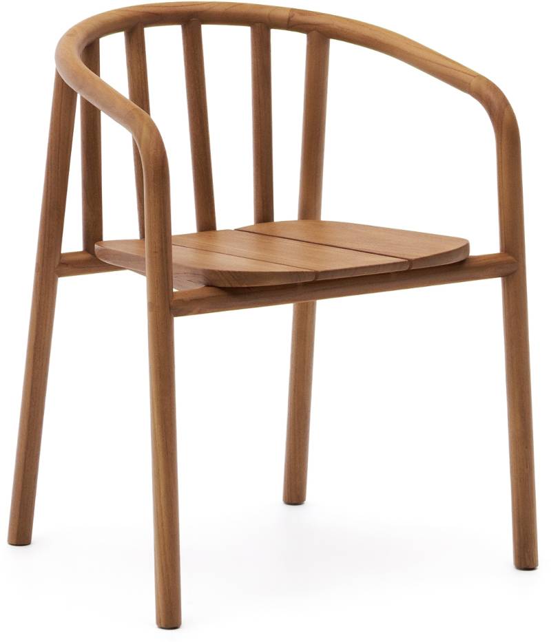 Udendørs Stabelbar Stol/Havestol Kave Home Turqueta I 100% Fsc-Teak, Naturfinish, Armlæn, Max 160 Kg