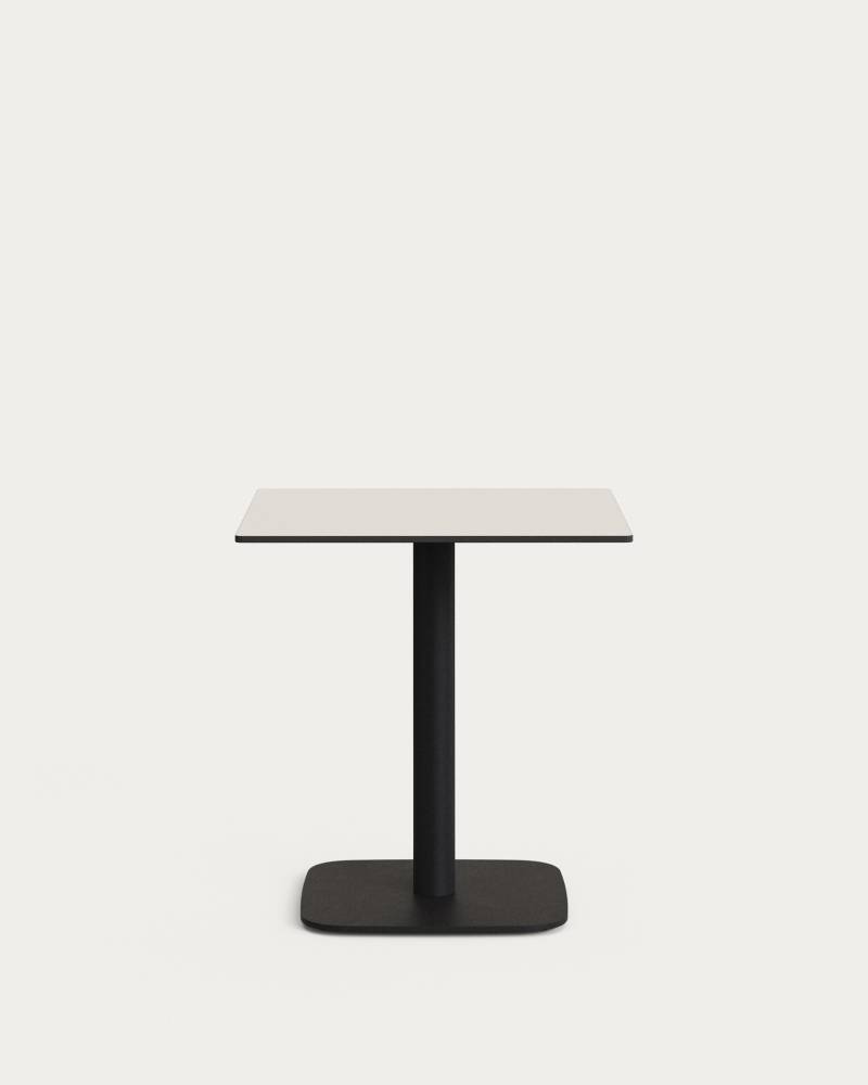 Udendørs Cafébord Kave Home Tiaret H73 X B68 X L68 Cm Hvid/Sort Vejrbestandigt Stål/Højtrykslaminat