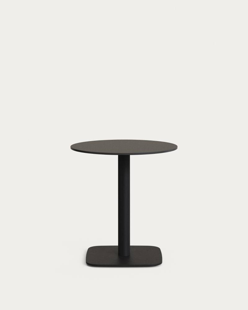 Udendørs Cafébord Kave Home Tiaret ø68 X H73 Cm Sort Stål/Højtrykslaminat