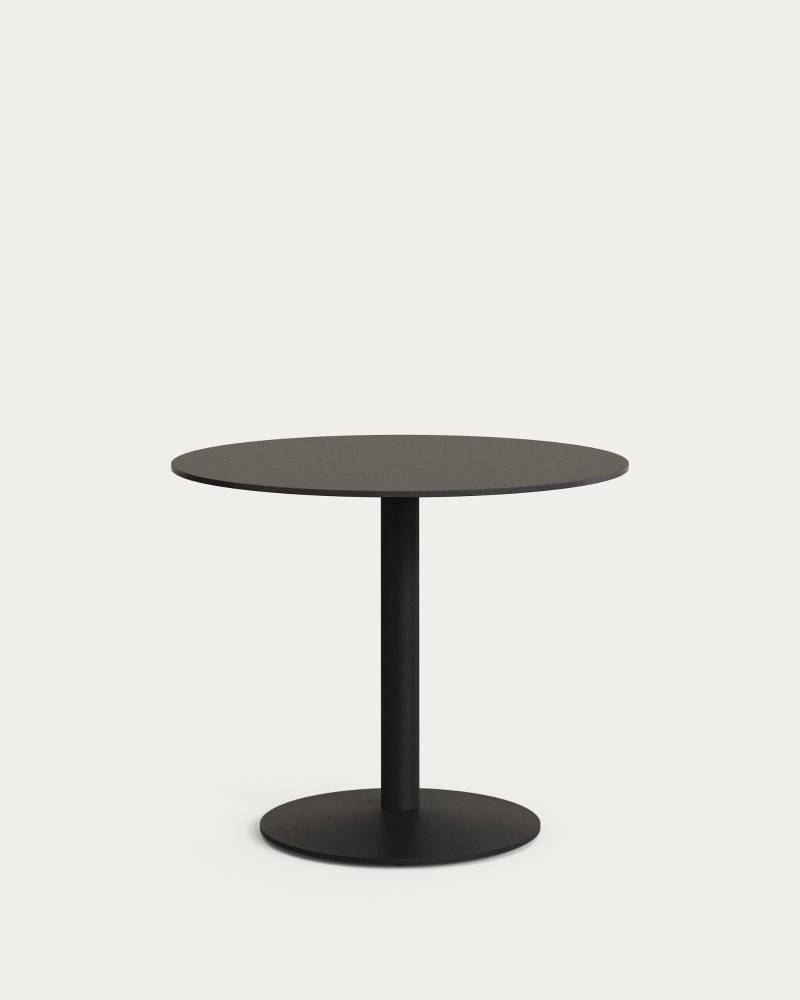 Udendørs Cafébord Kave Home Tiaret ø90 X H73 Cm Sort Højtrykslaminat/Stål Rundt