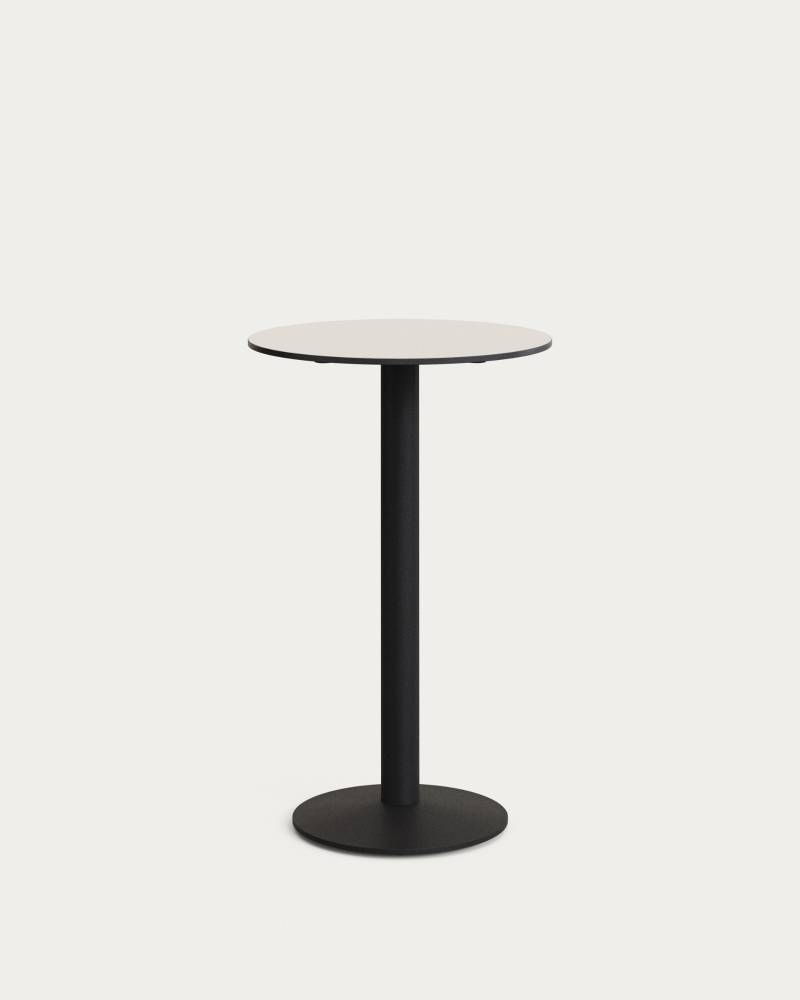 Cafébord Kave Home Tiaret Rundt Terrassebord Udendørs ø60 X H97 Cm Hvid Stål/Højtrykslaminat