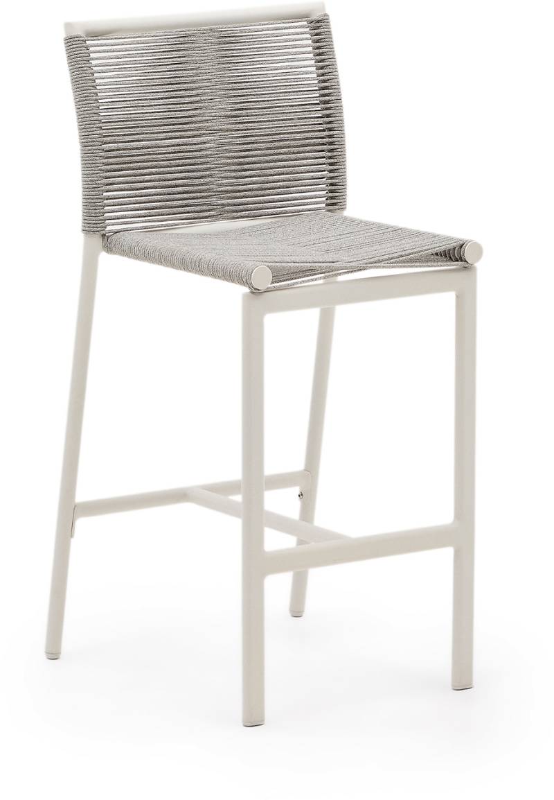 Udendørs Barstol & Terrassebarstol Kave Home Culip Hvid  -  Stabelbar Aluminium & Flettet Reb, Industrielt Design