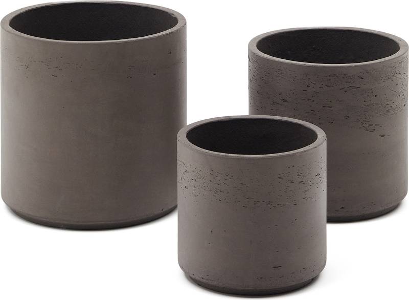 Plantepotter & Krukker Sæt 3 Kave Home Sintina ø23/27,5/32 Cm Antracit Cementfiber