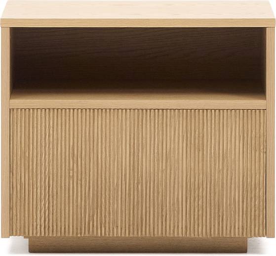 Natbord Kave Home Helvine Sengebord Egetræ Fsc 60x40 Cm Trykåbningsskuffe