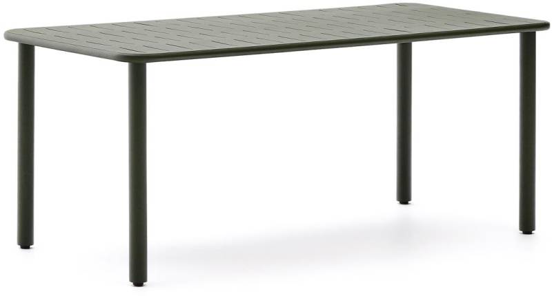 Udendørs Spise- Og Havebord Kave Home Brai I Galvaniseret Stål 180x90 Cm Mørkegrøn Industrielt Design