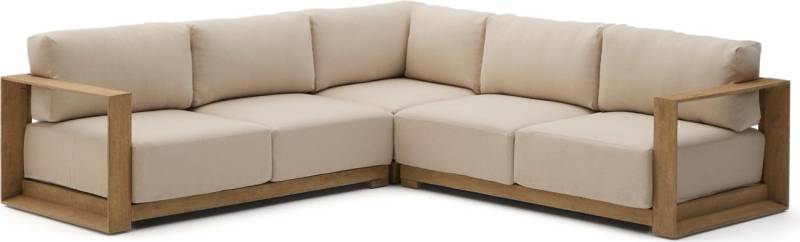 Udendørs Hjørnesofa Kave Home Ambra 5-Personers Beige Akacietræ Loungesæt 248x248x77 Cm