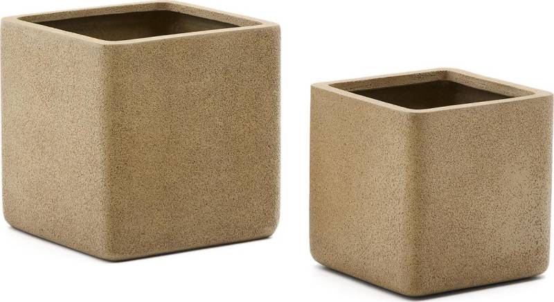 Udendørs Krukkesæt Kave Home Minoa 2 Kubiske Krukker 44x44 Cm Sand