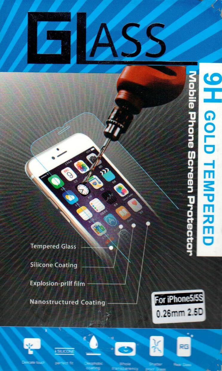 Glass 9h Gold Tempered Beskyttelsesglas Til Iphone 5/5s