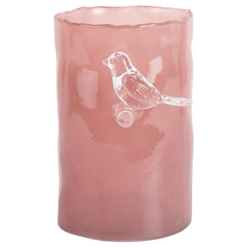 Glasvase Med Fugl, Lille, Rosa - Naga