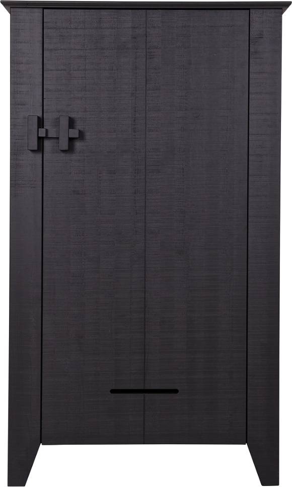 Opbevaringsskab Woood Gijs 142x85x38 Cm Sort  -  Rustikt Fsc-Fyrretræ Med Landlig Charme