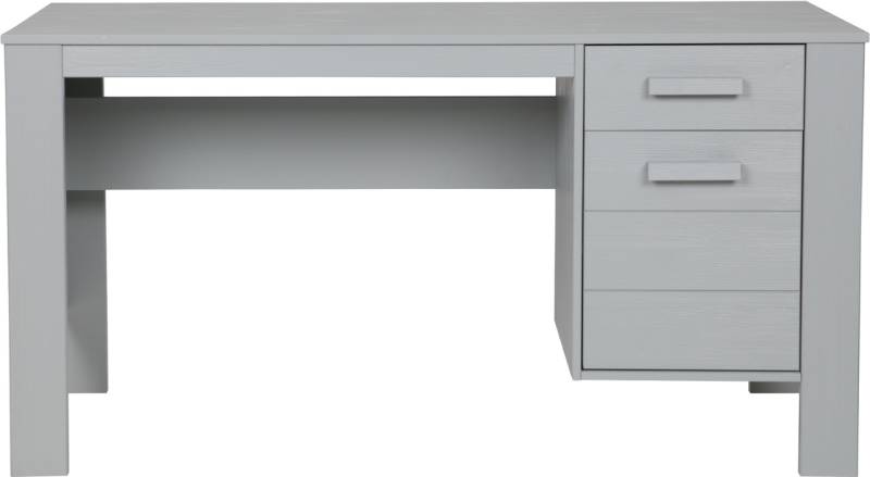 Skrivebord Woood Dennis I Betongråt Fyrretræ Med Skuffe Og Skab 141x59x74 Cm