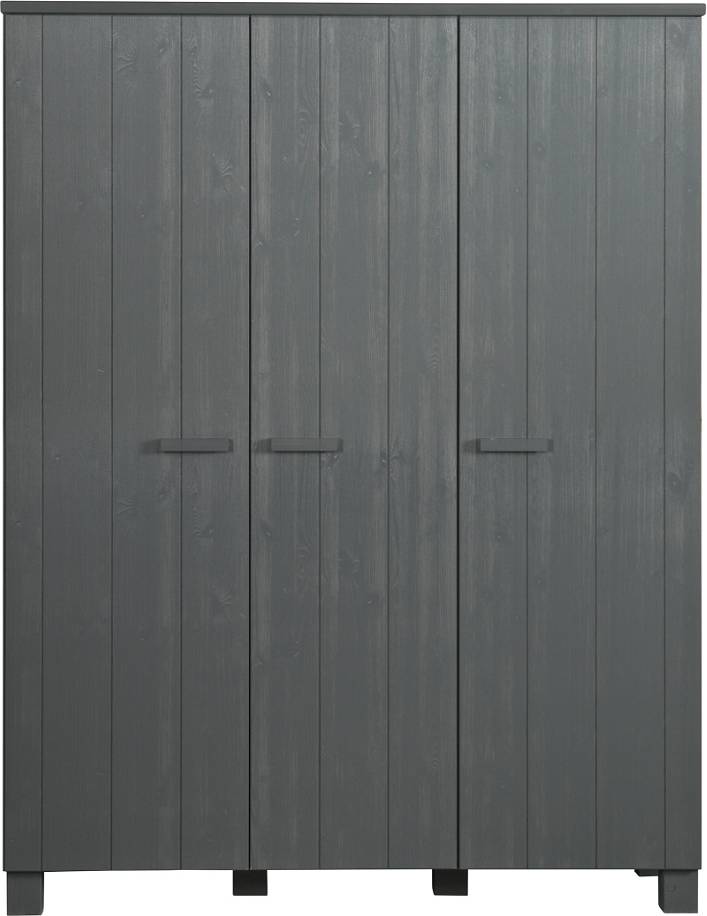 Klædeskab Woood Dennis Mørkegråt Børstet Fyrretræ Fsc 202x158x55 Cm