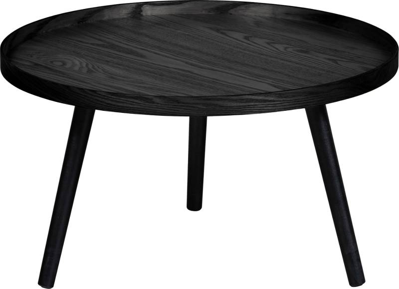 Sidebord Woood Mesa Sort ø60 X H34 Cm - Mdf Bordplade Med Fyrretræben