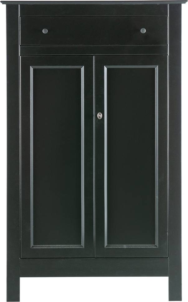 Skab Woood Eva Sort Fsc Fyrretræ Opbevaringsskab Med Låger & Skuffe H150xb93xd40 Cm