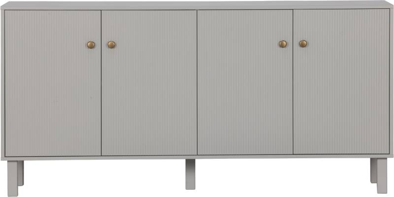 Skænk Woood Madu Grå Fyrretræ/Metal 160ã—46ã—78 Cm Med 4 Døre Og Guldknopper