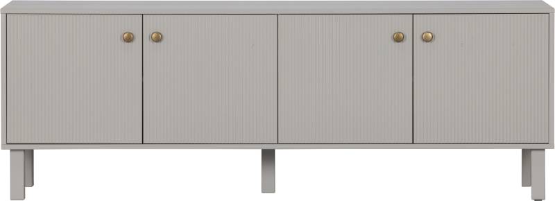 Skænk Woood Madu Sky-Grå I Fyrretræ Og Metal Med 4 Døre Og 4 Hylder, 160x46x56 Cm