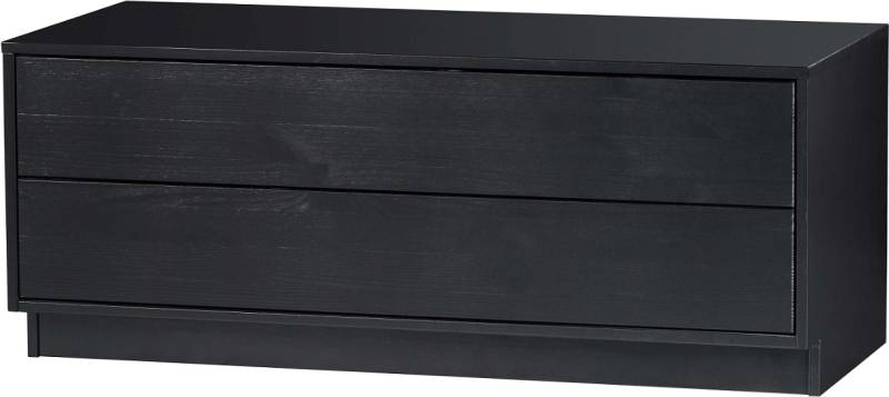 Skænk Woood Exclusive Finca Opbevaringsskænk I Massivt Fyrretræ Med Tryk-For-At-åbne, Mat Sort 100x40x40 Cm