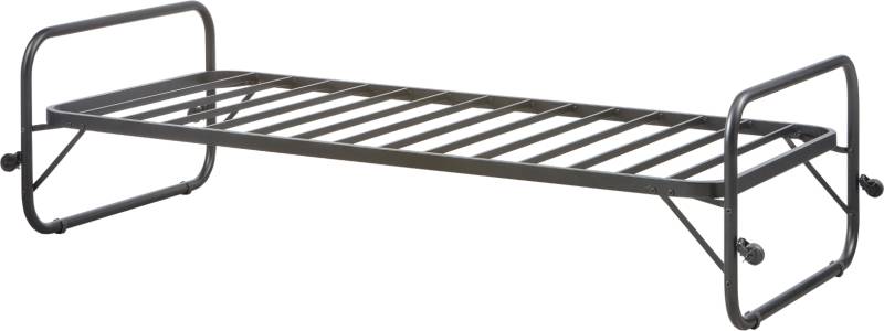 Enkelt Sengeramme Woood Lucy Mat Sort Metal 90ã—200 Cm Foldbar Luftig Stangstruktur