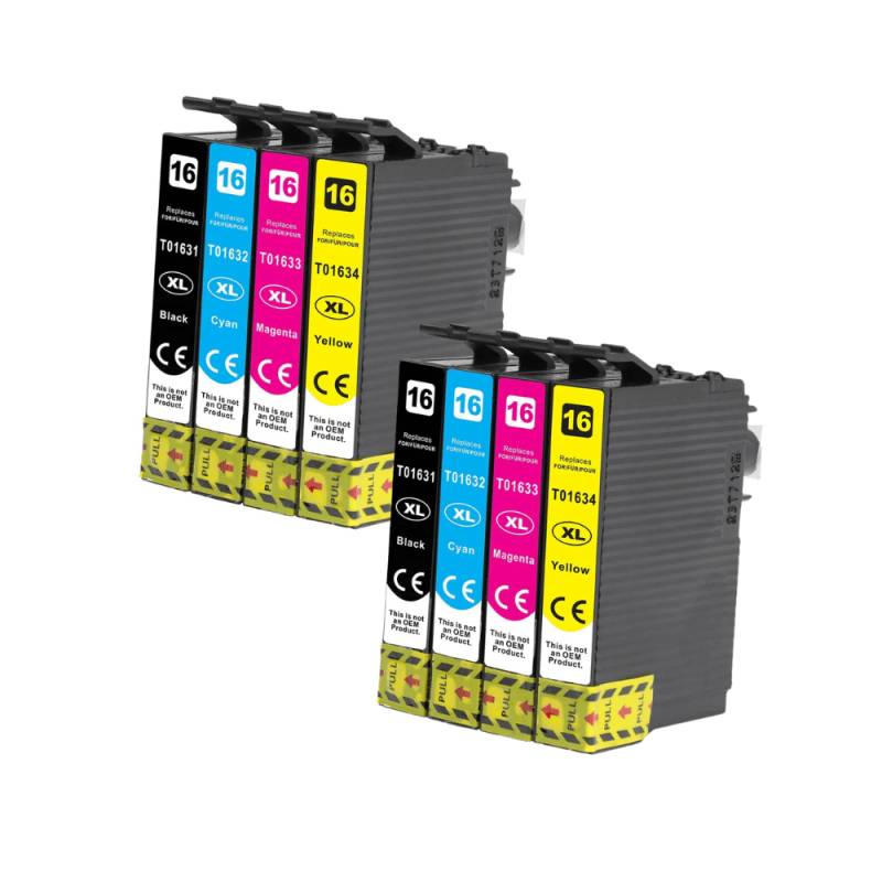 Pakke Sæt Epson 16xl  2 X 4 Farver Bk-C-M-Y  Alternativ  120 Ml - Inkpartner Aps