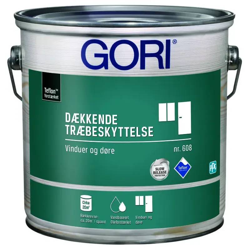 Gori Dækkende Træbeskyttelse Vinduer Og Døre 608 - 0,75 Liter - Ral 9010