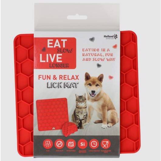 Eat Slow Lick Mat, Rød - Eat Slow Live Longer