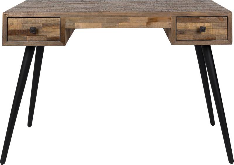 Bordlampe Studio White Leo I Brungrå Teak Med Sort Metalstel Og To Opbevaringsskuffer H76,5 Cm
