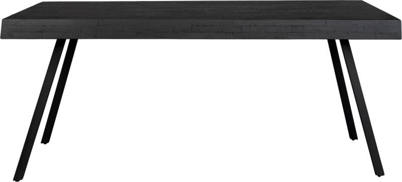 Spisebord Studio White Suri Rektangulært 220x100 Cm Sort Teaktræ Bordplade Metalstel