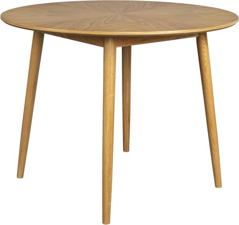 Spisebord Studio White Fabio Rund ø120 Cm Egfinér Bordplade Egetræ Understel Natur/Beige