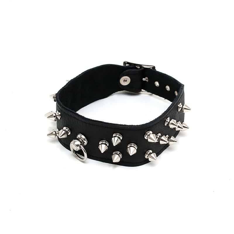Rimba Bondage Play Læder Halsbånd Med Spikes - M/L