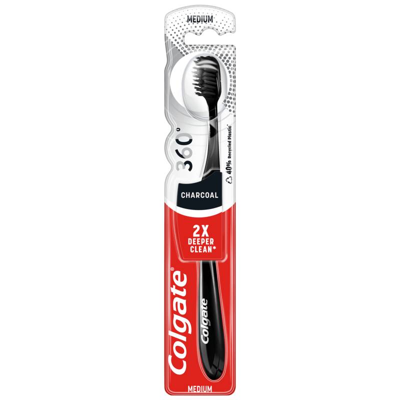 Colgate 360 Charcoal Infused Tandbørste Medium 1 Stk
