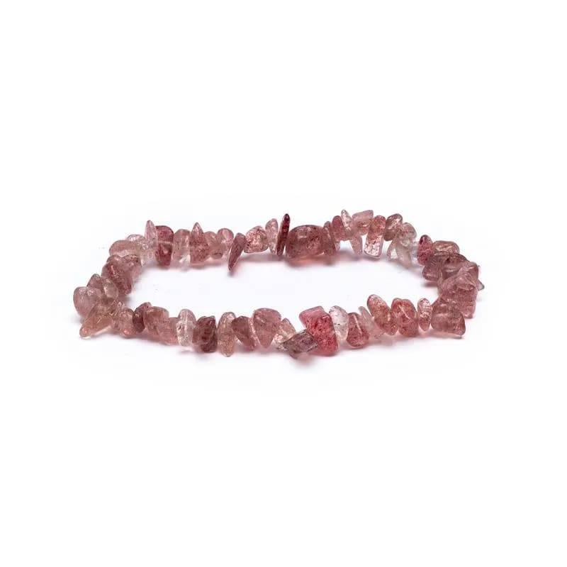 Jordbær Kvarts Krystalchips Armbånd - Balance & Kærlighed - Armbånd - Yogo & Yogini - Studiobuus