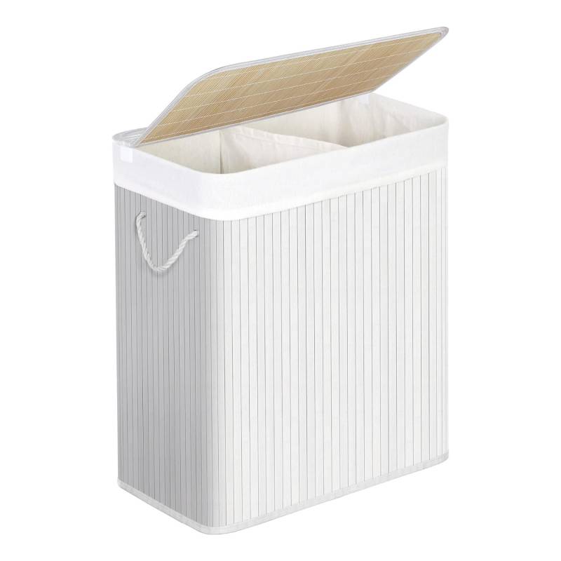 Double Bambus Vaskekurv - Hvid - Relaxedlivingdk