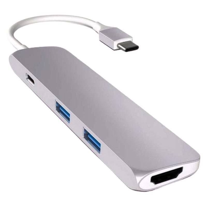 Satechi Slim Usb-C Adapter Med 4k Hdmi Og 2x Usb 3.0 Udgange, Space Grey