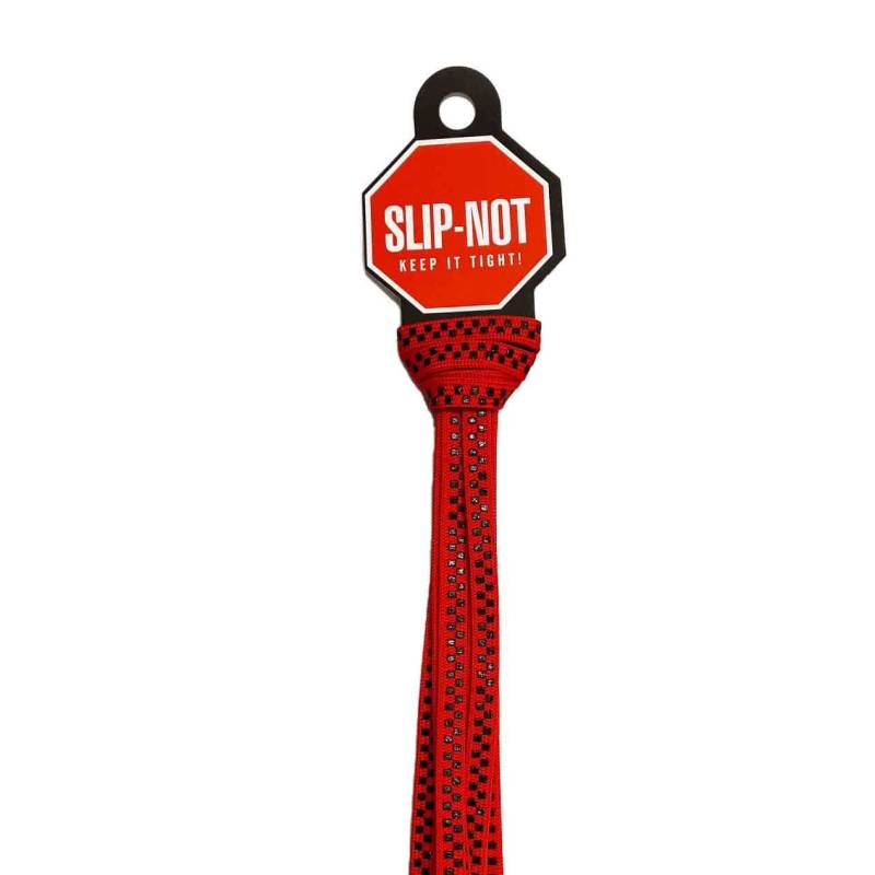 Sure-Grip Slip Not Snørebånd - Rød/Sort Tern - 1 Par