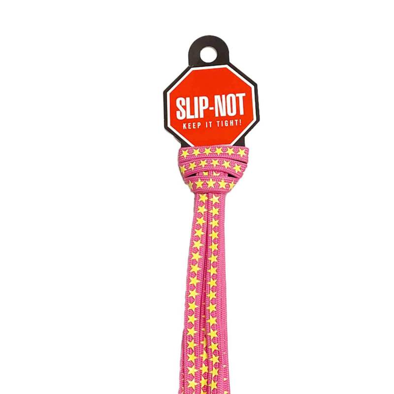 Sure-Grip Slip Not Snørebånd - Pink/Stjerner - 1 Par