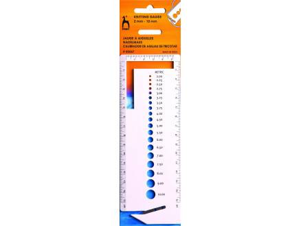 Pony Strikkepindemåler M/ Kniv Plastik 2-10 Mm (0 Til 15 Us)