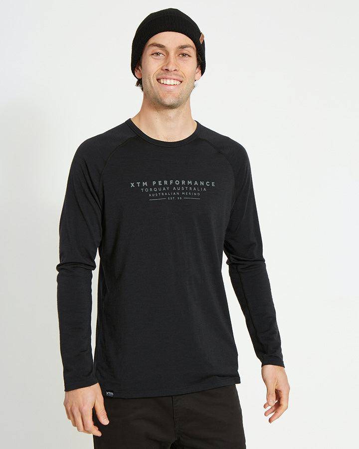 Merinould Langærmet T-Shirt Til Mænd - Adventure 170 - Bæredygtig, Ultralight Og åndbar T-Shirt I Merinould Sort - Xtm Performance
